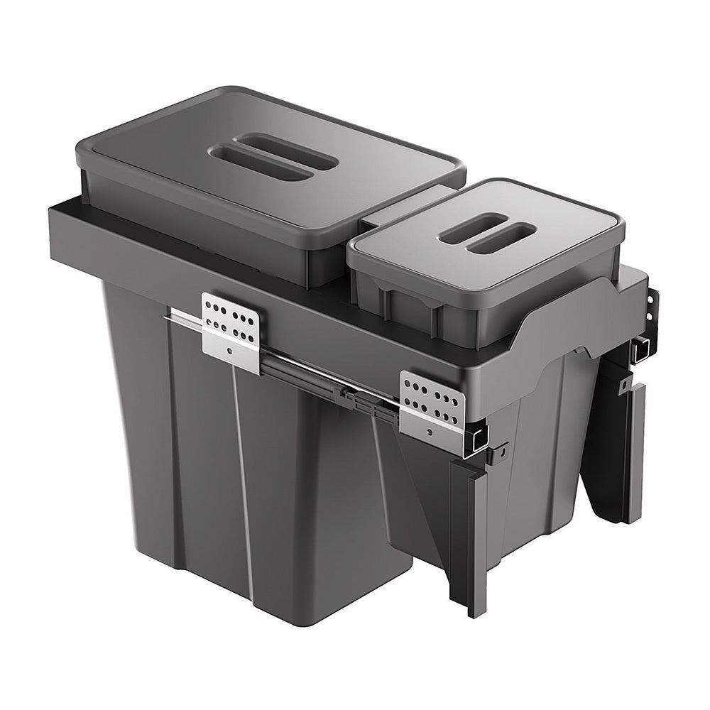 Belgique Kitchen Pull Out Dual Bin 18L + 6L Black