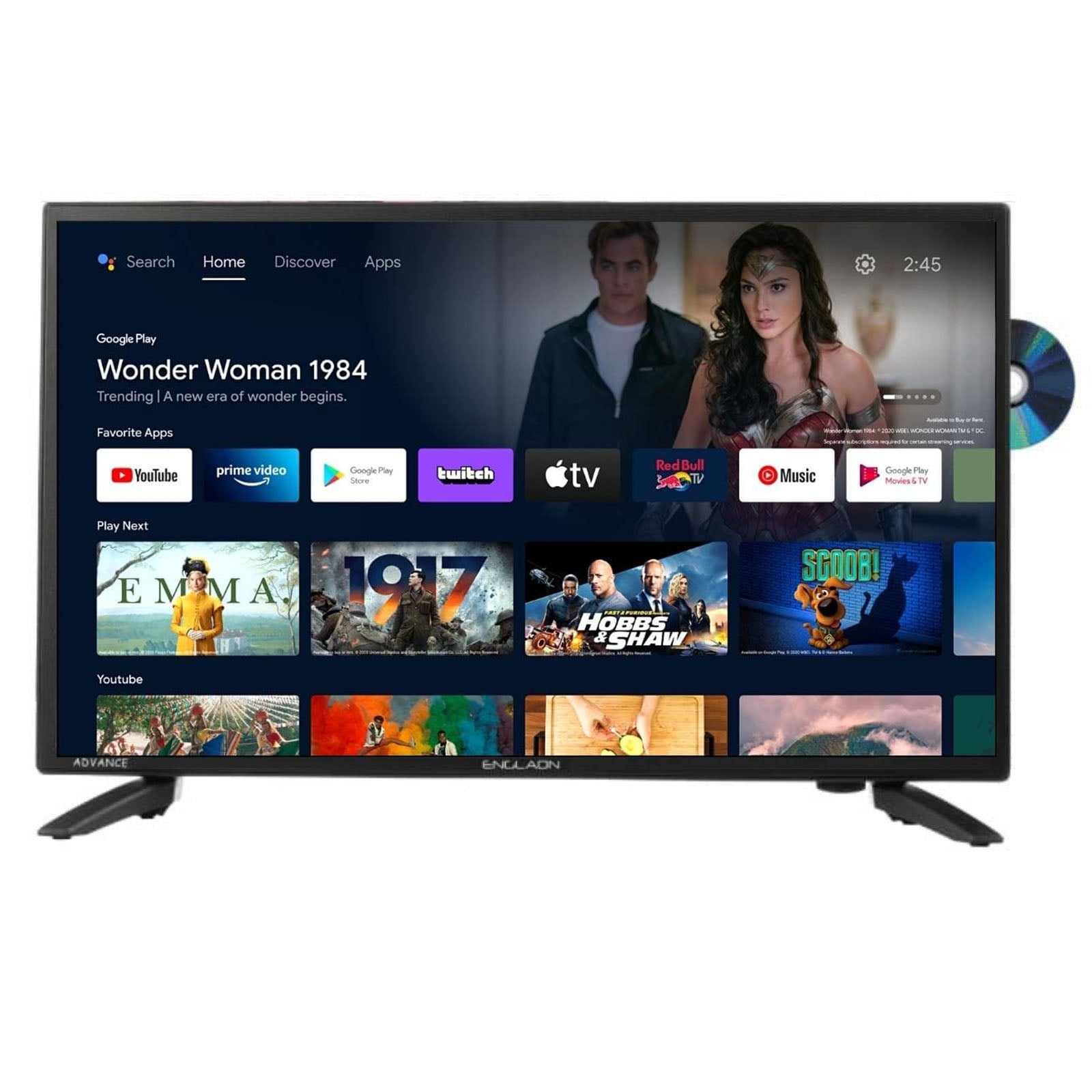 Englaon 27’’ Full HD Smart 12V TV Bluetooth Chromecast With Built-in DVD Player-RV Online