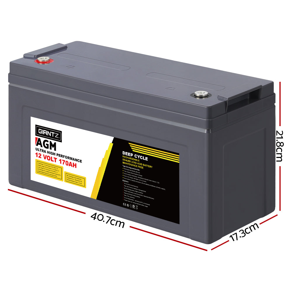 Giantz AGM Deep Cycle Battery 12V 170Ah