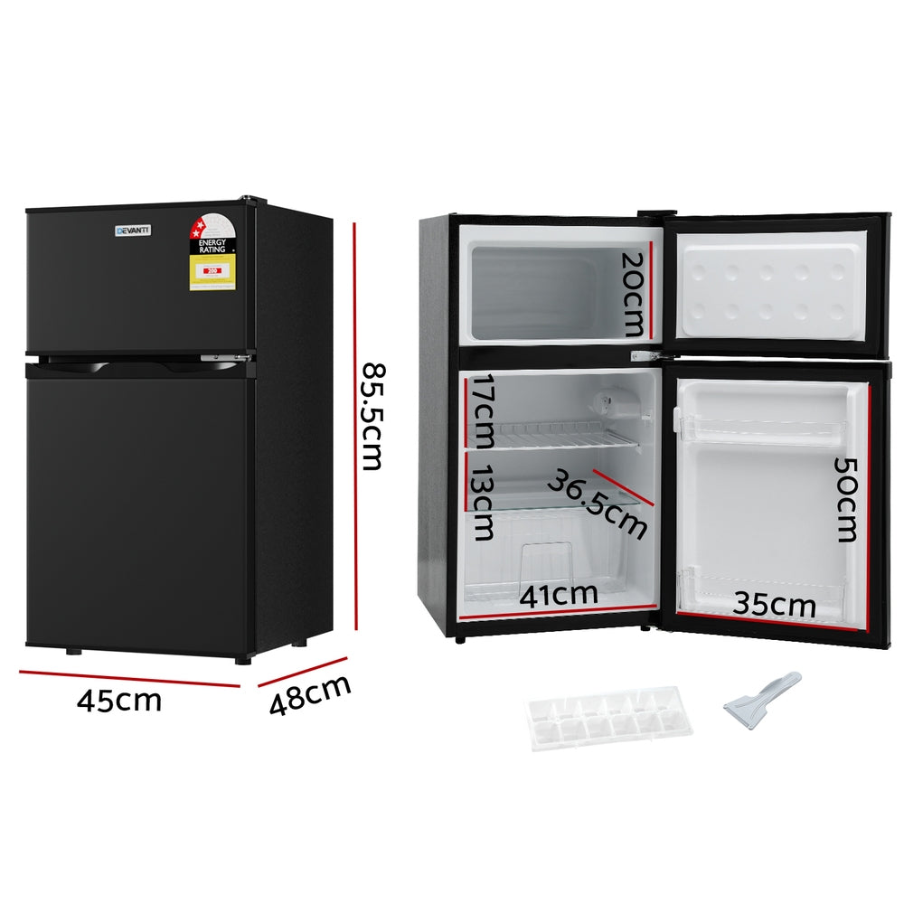 Devanti 80L Bar Fridge Mini Freezer Refrigerator Black - RV Online