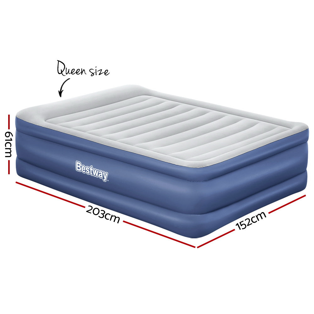Bestway Air Mattress Queen Inflatable Bed 61cm Airbed Blue - RV Online