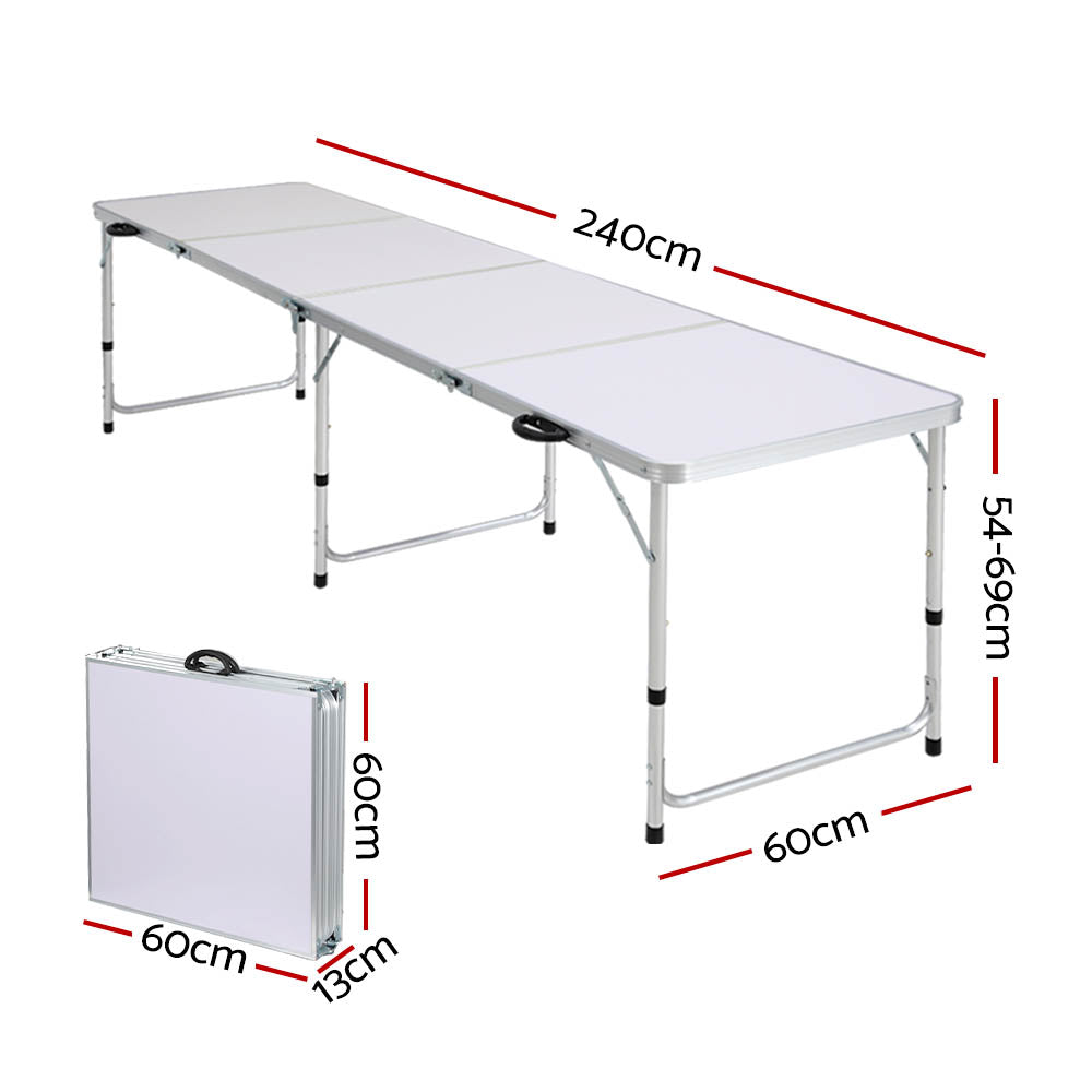 Weisshorn Folding Camping Table 240CM Aluminium - RV Online