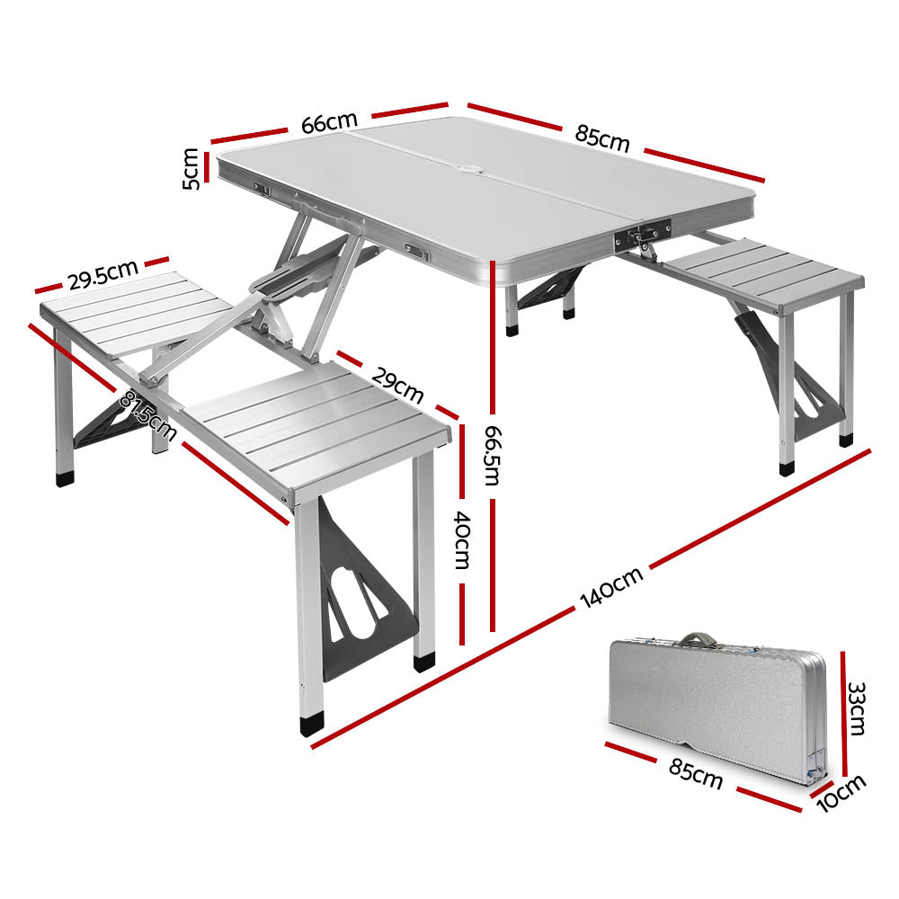 Weisshorn Folding Camping Table With 2 Bench Chairs Set - RV Online