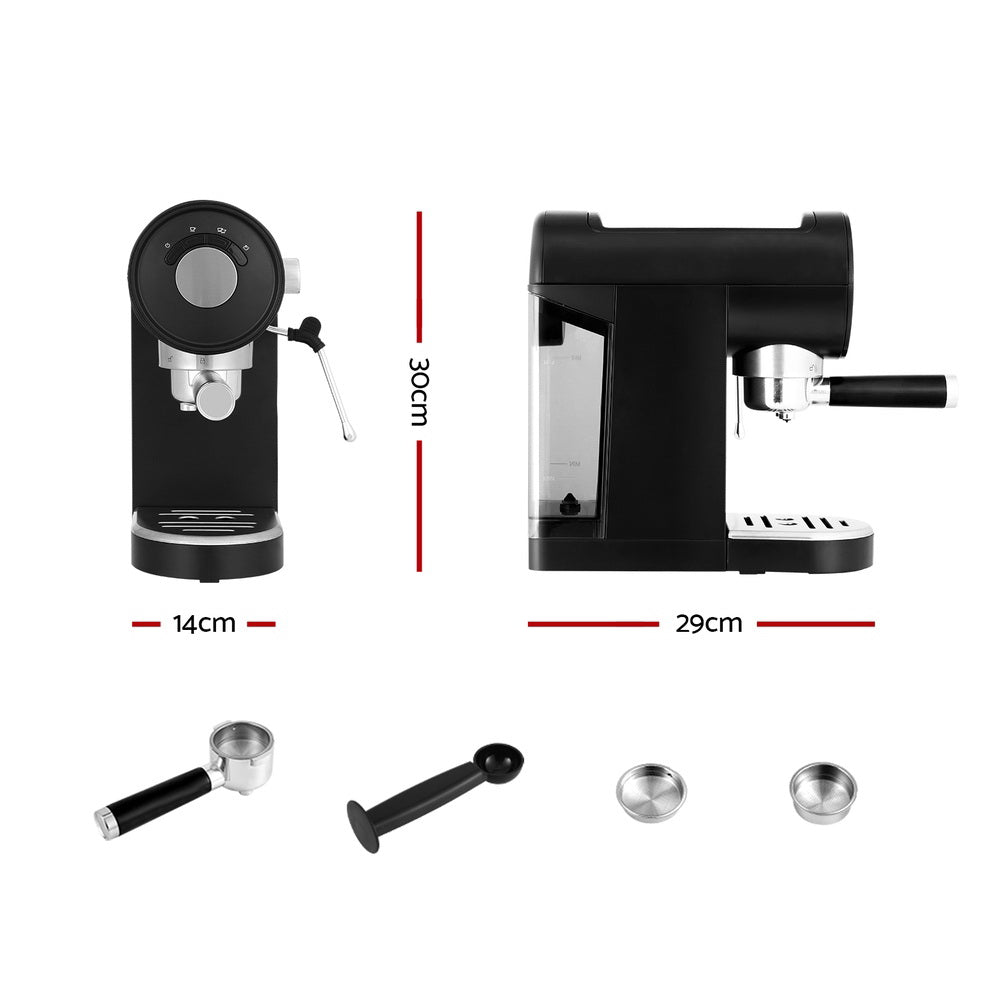 Devanti 20 Bar Coffee Machine Espresso Cafe Maker Black - RV Online