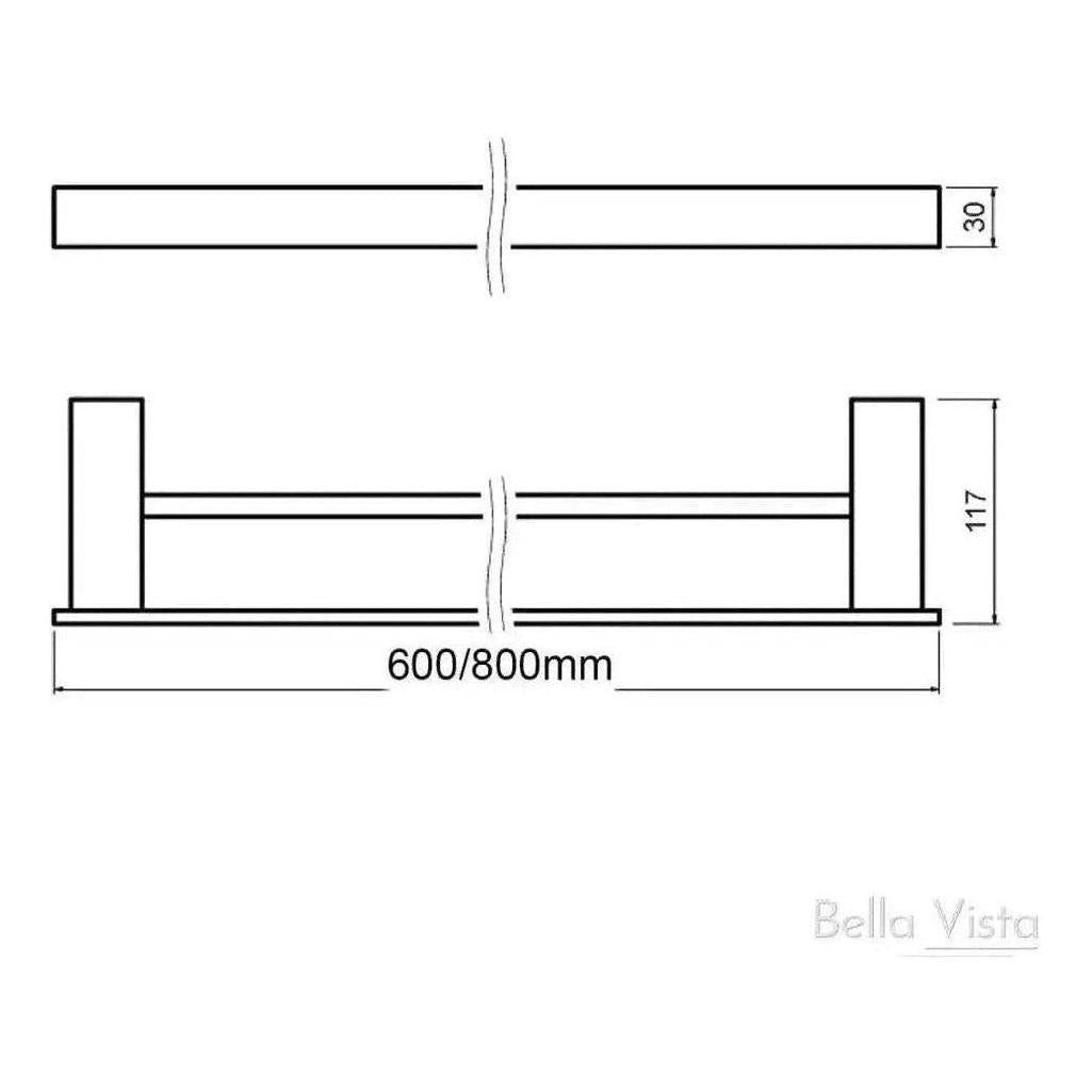 Chunky Double Towel Rail 600mm Chrome