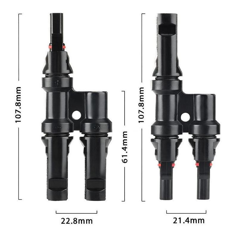 Finch 2 To 1 T Branch MC4 Solar Panel Cable Connectors Male and Female IP67 Pair