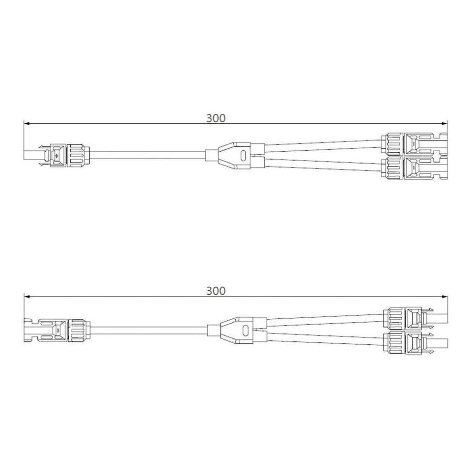 Finch 2 To 1 Y MC4 Solar Panel Cable Connectors Male and Female IP67 Pair