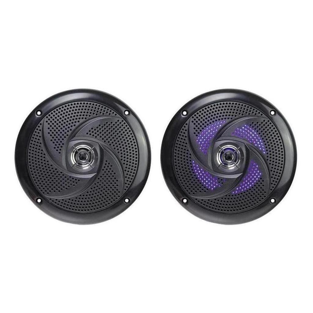 Finch 6.5" Low Profile 60W Slimline Speakers with LED Lights Black 1 pair