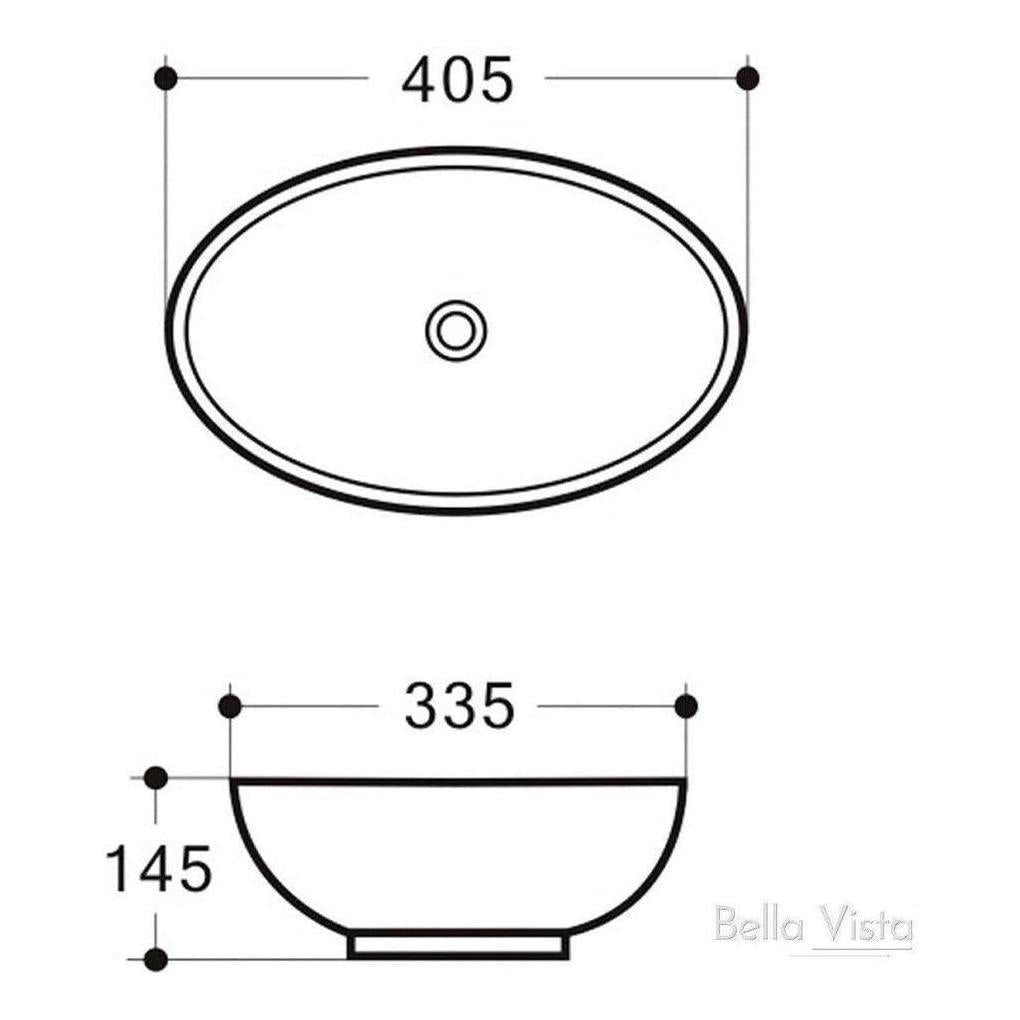 Gemini Ceramic Basin Sink Above Counter 405 x 335mm Oval Matt Black
