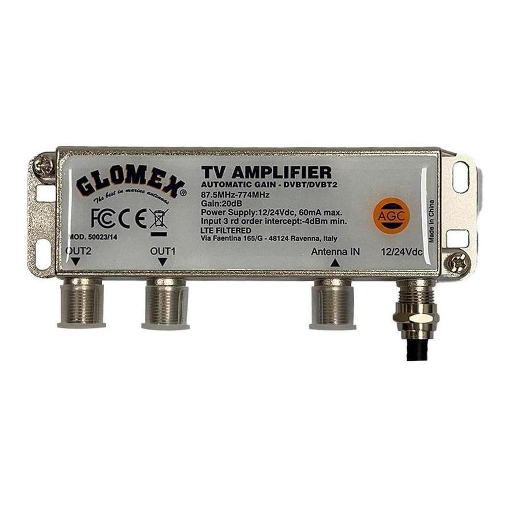 Glomex 250mm Amplified Digital RV TV Antenna Black