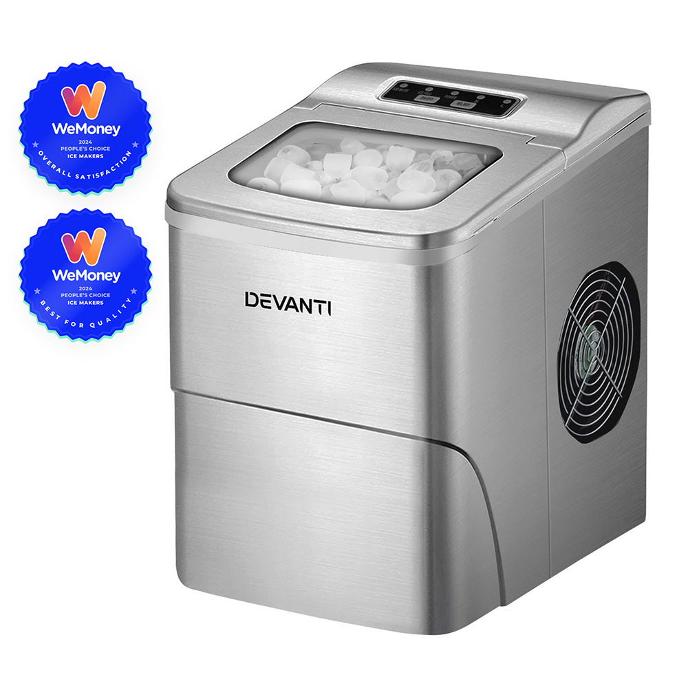 Devanti Portable Ice Cube Maker Machine 2L Silver