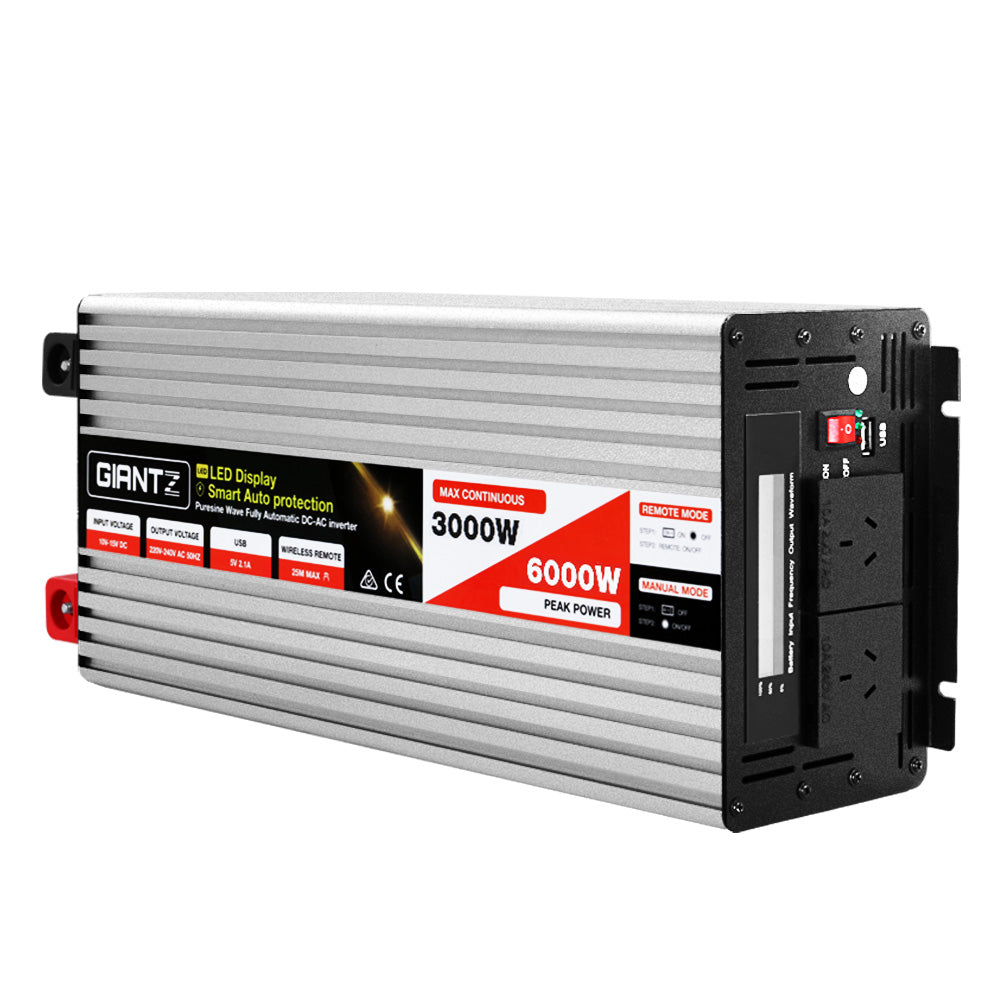 Giantz Power Inverter 3000W or 6000W Pure Sine Wave 12V-240V