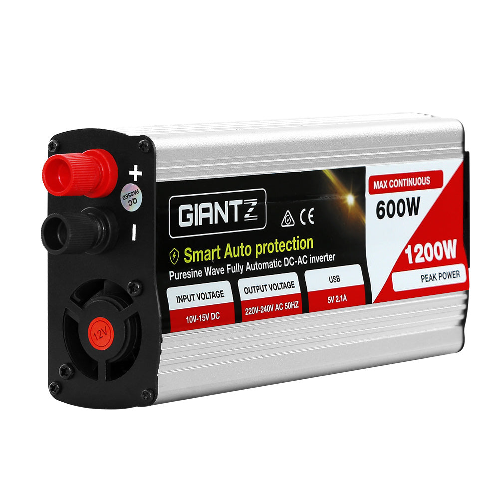 Giantz Power Inverter 600W/1200W 12V to 240V Pure Sine Wave