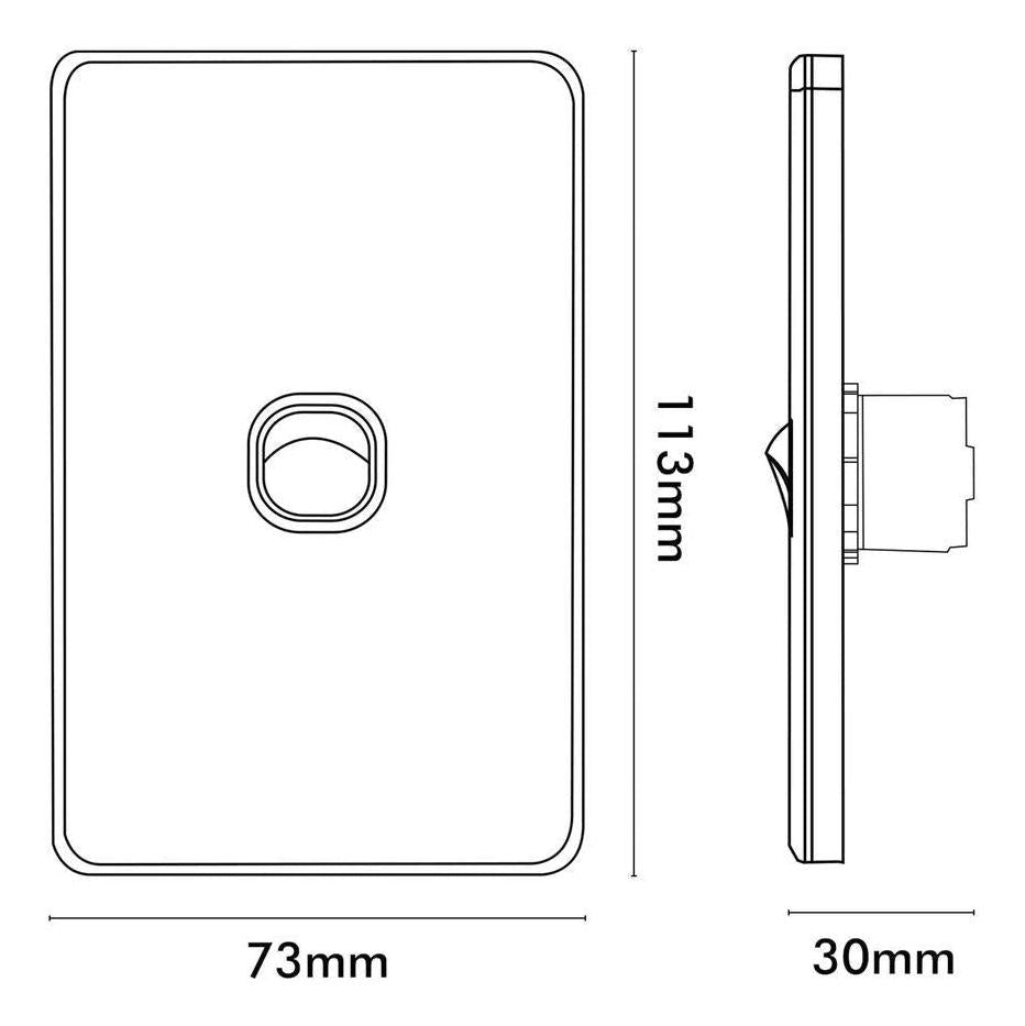 Iluma 1 Gang Vertical Light Switch Black