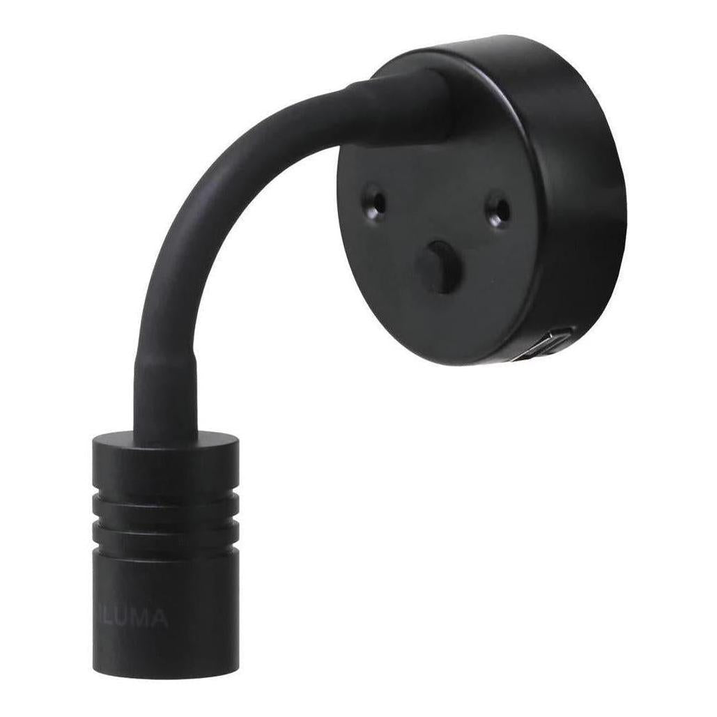 Iluma 10-24V Reading Light Flexible Dimmable Dual Colour Blue/White Light USB/USB-C Port Black