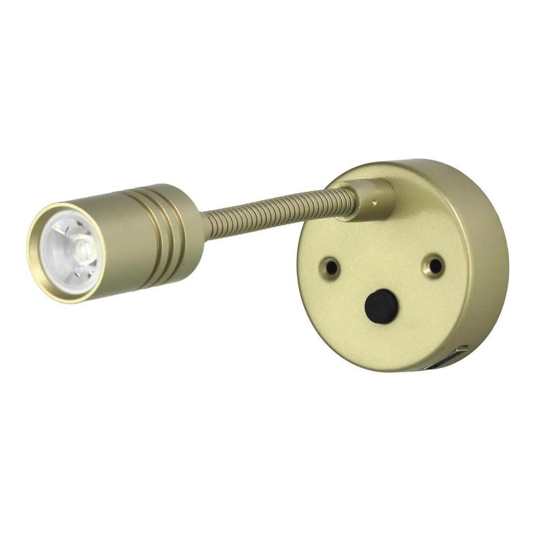 Iluma 10-24V Reading Light Flexible Dimmable Dual Colour Blue/White Light USB/USB-C Port French Gold
