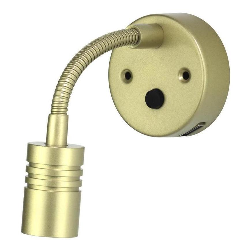 Iluma 10-24V Reading Light Flexible Dimmable Dual Colour Blue/White Light USB/USB-C Port French Gold