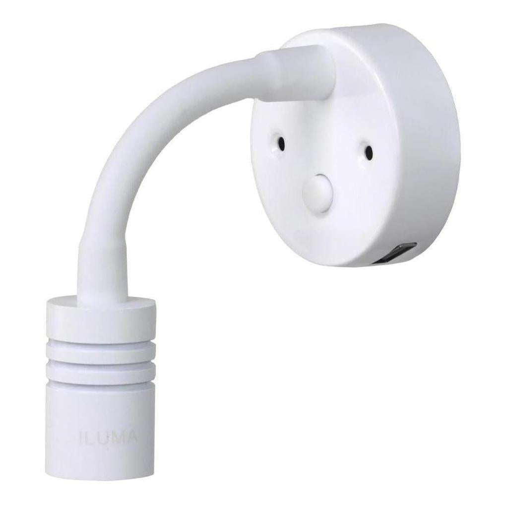 Iluma 10-24V Reading Light Flexible Dimmable Dual Colour Blue/White Light USB/USB-C Port White