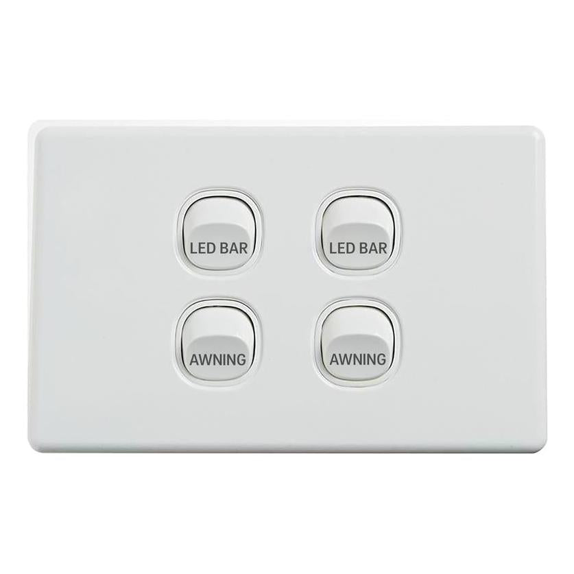 Iluma 10A Single Pole Switch LED-BAR Print Mechanism White