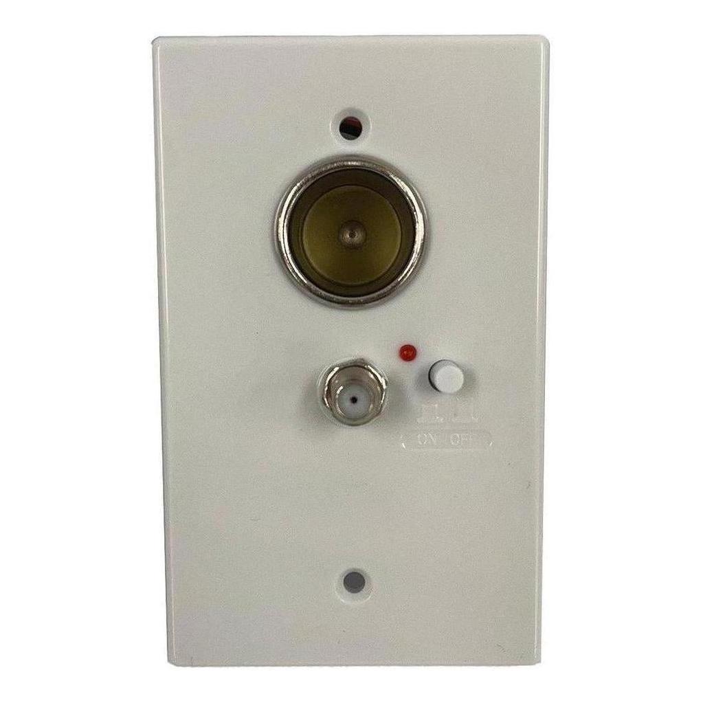 Iluma 12V TV Antenna Wall Plate Signal Booster Amplifier & Power Supply White