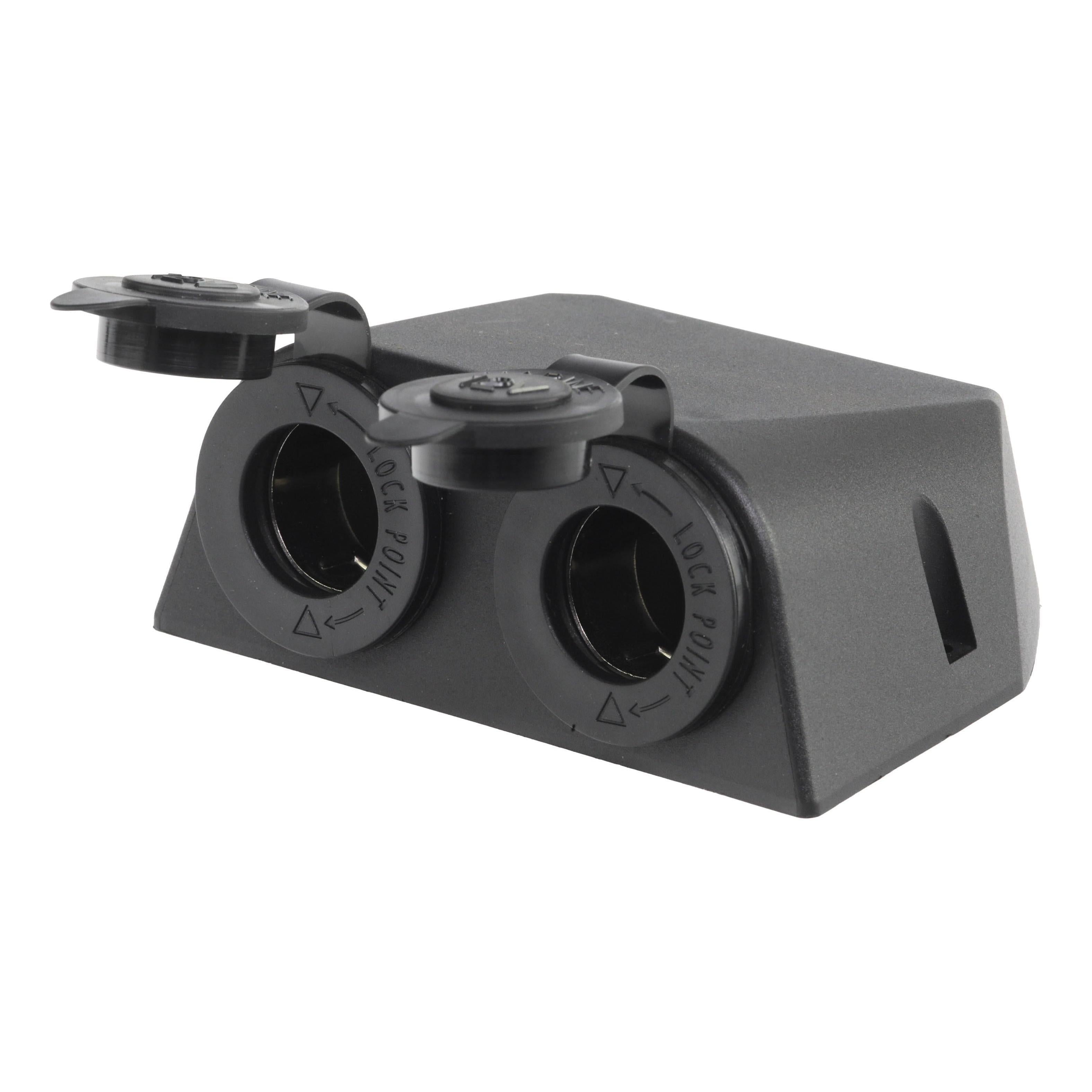 Iluma 12v Double Power Accessory Socket Surface Mount Black