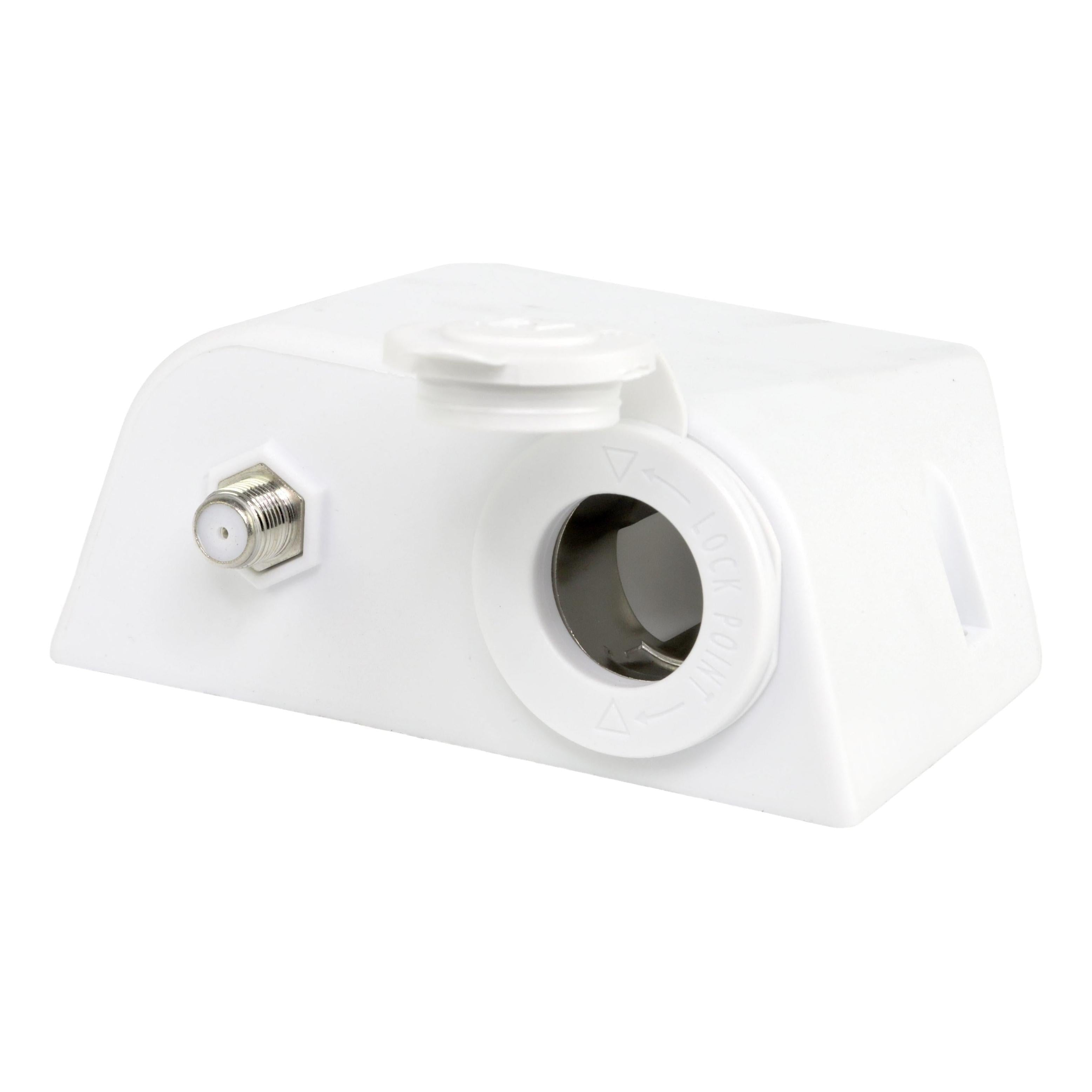 Iluma 12v Surface Mount Accessory Socket & TV Antenna Port F Type White