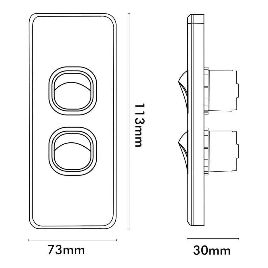 Iluma 2 Gang Architrave Light Switch Black