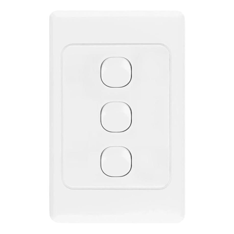 Iluma 3 Gang Vertical Light Switch White