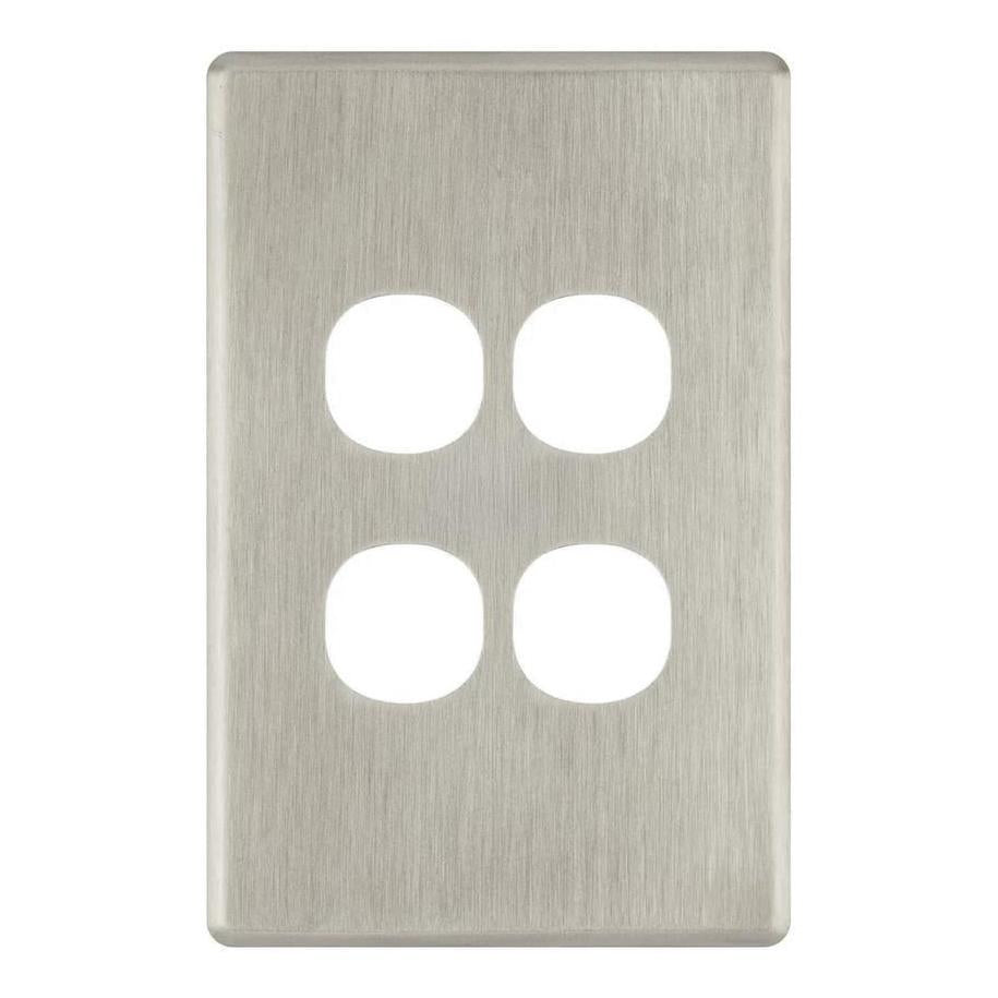 Iluma 4 Gang Light Switch Cover Plate Only Brushed Metal