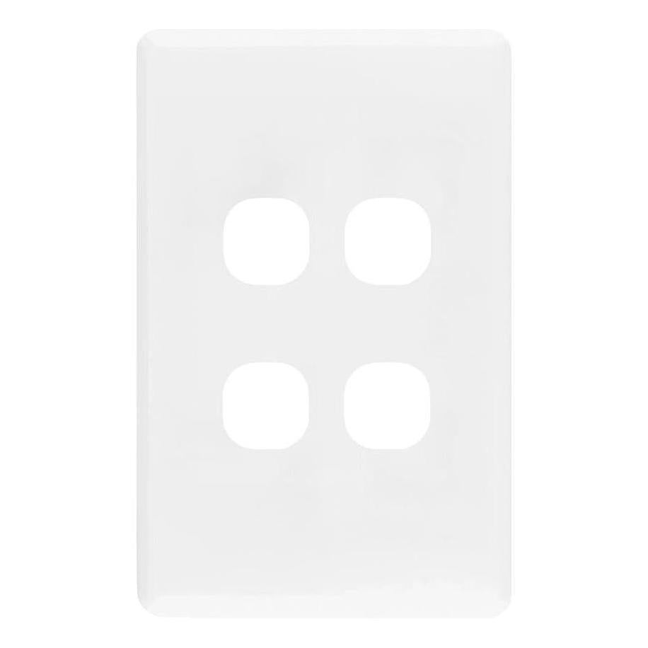 Iluma 4 Gang Light Switch Cover Plate Only White