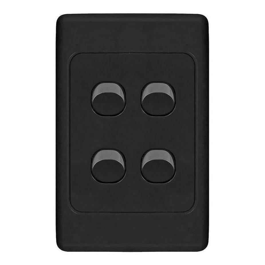 Iluma 4 Gang Vertical Light Switch Black