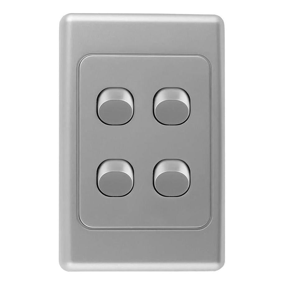 Iluma 4 Gang Vertical Light Switch Silver
