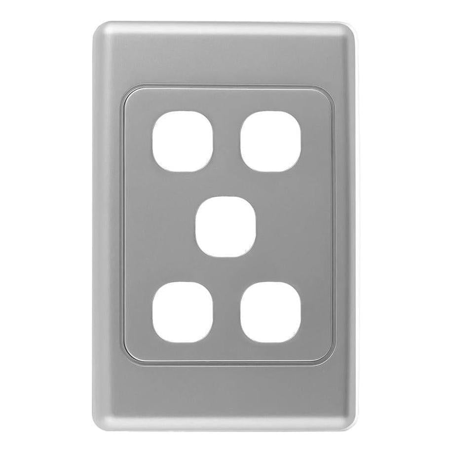 Iluma 5 Gang Light Switch Cover Plate Only Silver