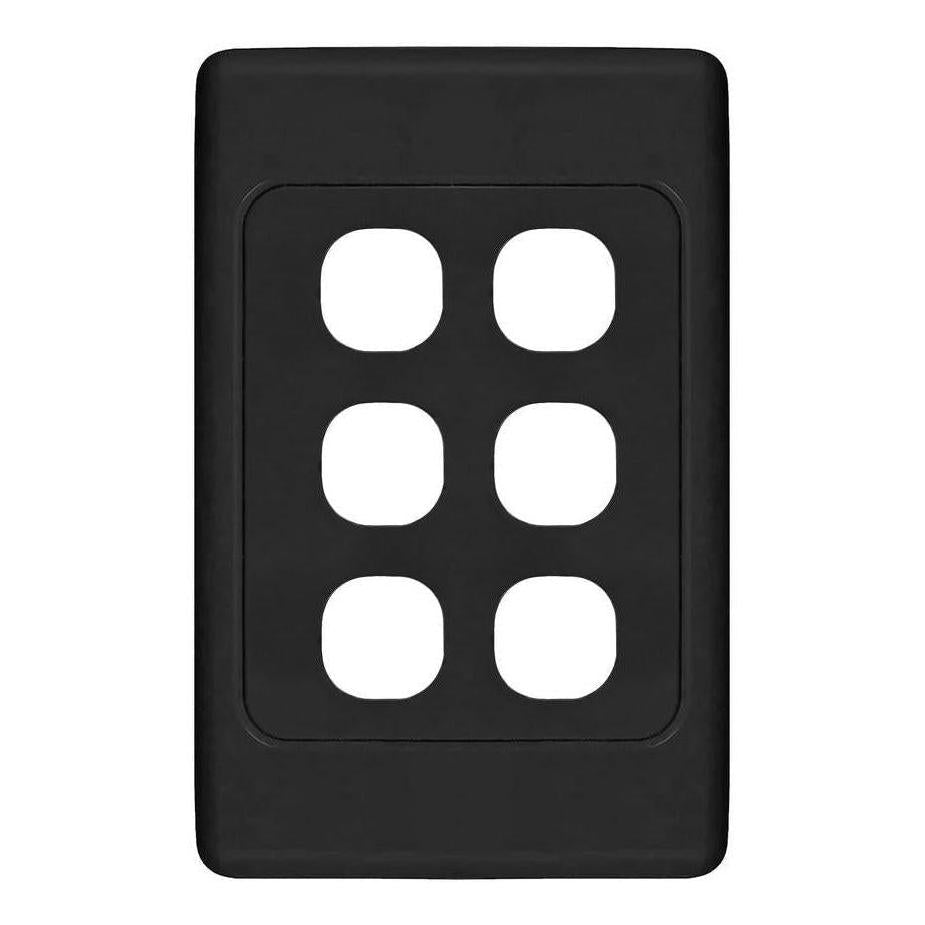Iluma 6 Gang Light Switch Cover Plate Only Black