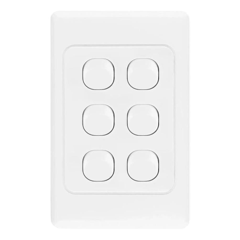 Iluma 6 Gang Vertical Light Switch White