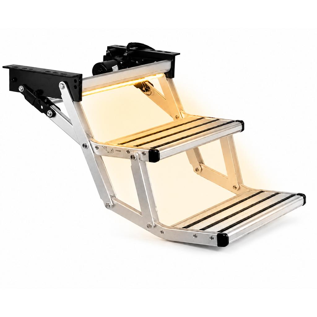 Iluma Double Electric Aluminium Step Inc Amber LED Light Silver