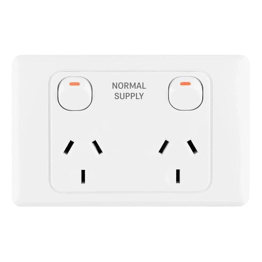 Iluma Double Pole 10A Double GPO PowerPoint 2000 Series Normal Supply Print White