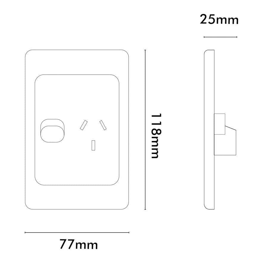 Iluma Double Pole 10A Single GPO PowerPoint Vertical Silver