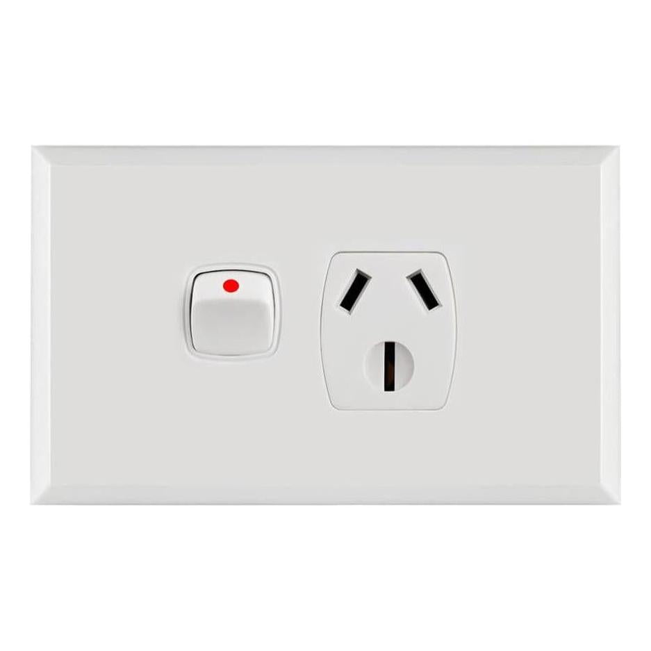 Iluma Double Pole 15A Single GPO PowerPoint White