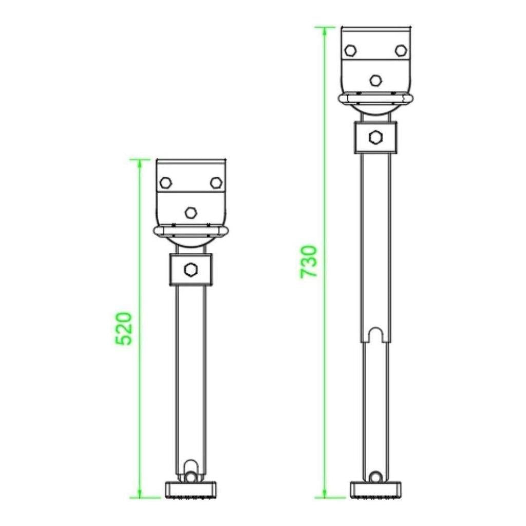 Iluma Drop Down Stabilizer leg Corner Steadies 520mm Zinc