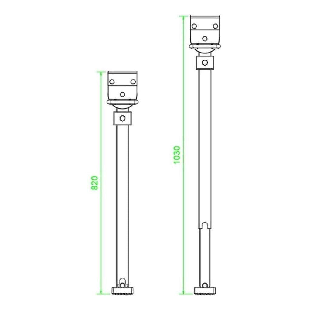 Iluma Drop Down Stabilizer leg Corner Steadies 820mm Zinc