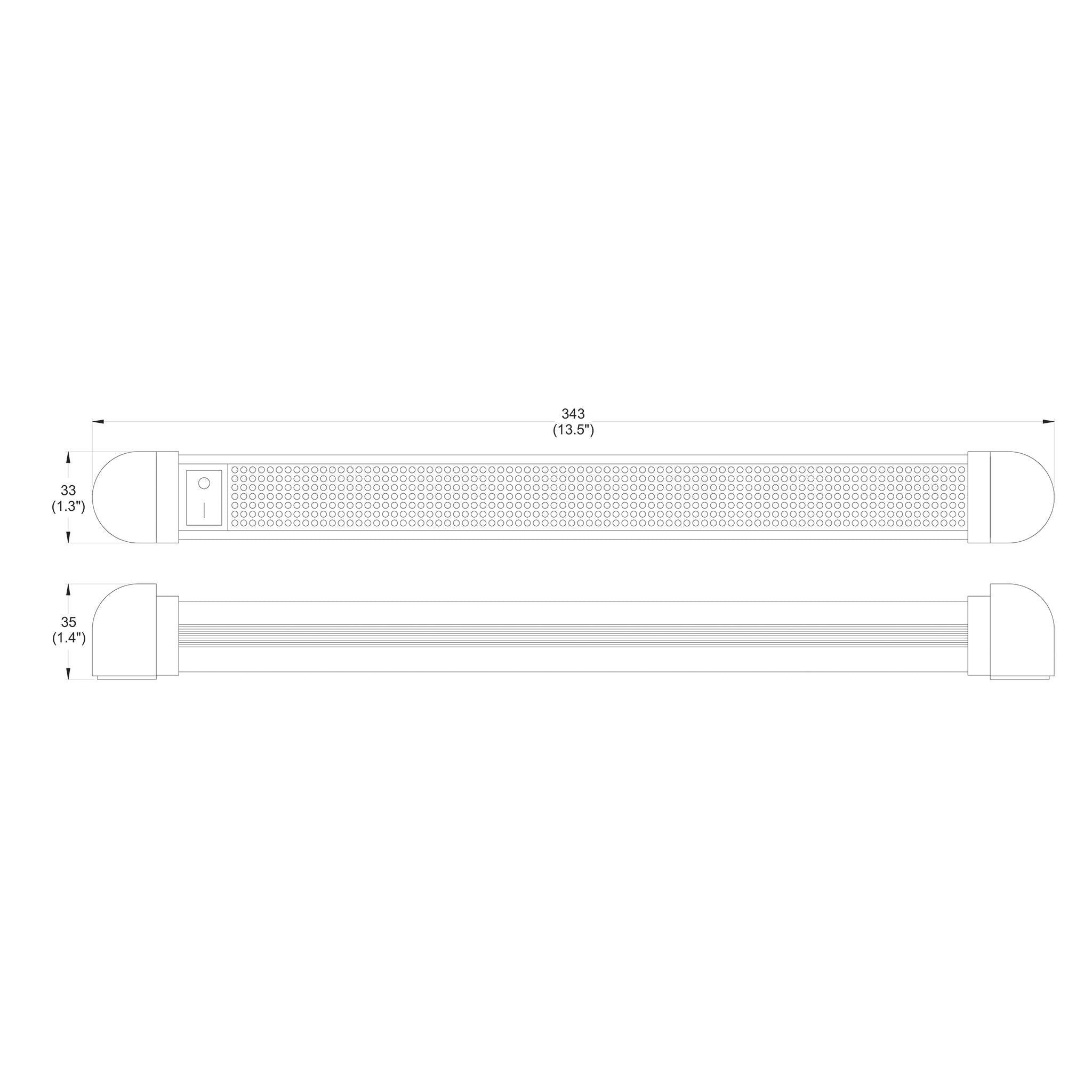 Iluma LED 13.5" 343mm 12 - 28v Interior 90° Swivel Light With On/Off Switch Grey
