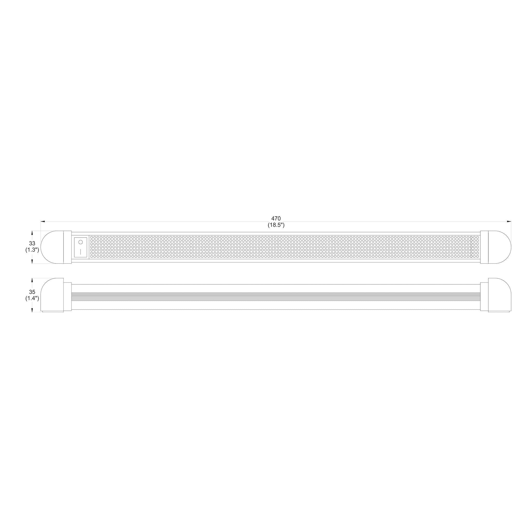 Iluma LED 18.50" 470mm 12 - 28v Interior Swivel Light With On/Off Switch Silver