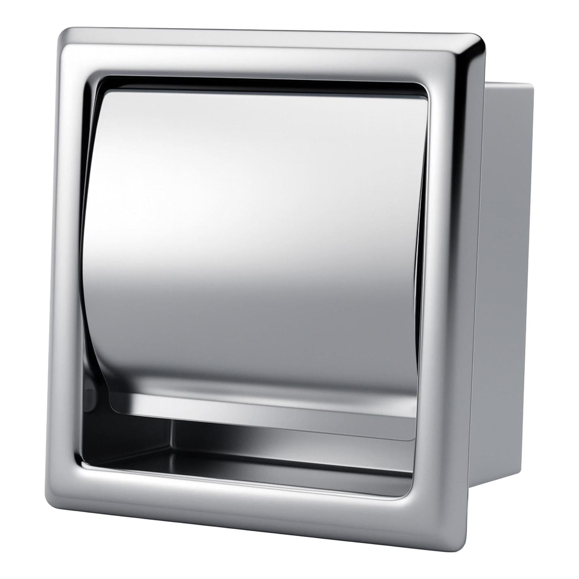 Iluma Recessed Mounted Single Toilet Roll Holder in Satin Stainless Steel