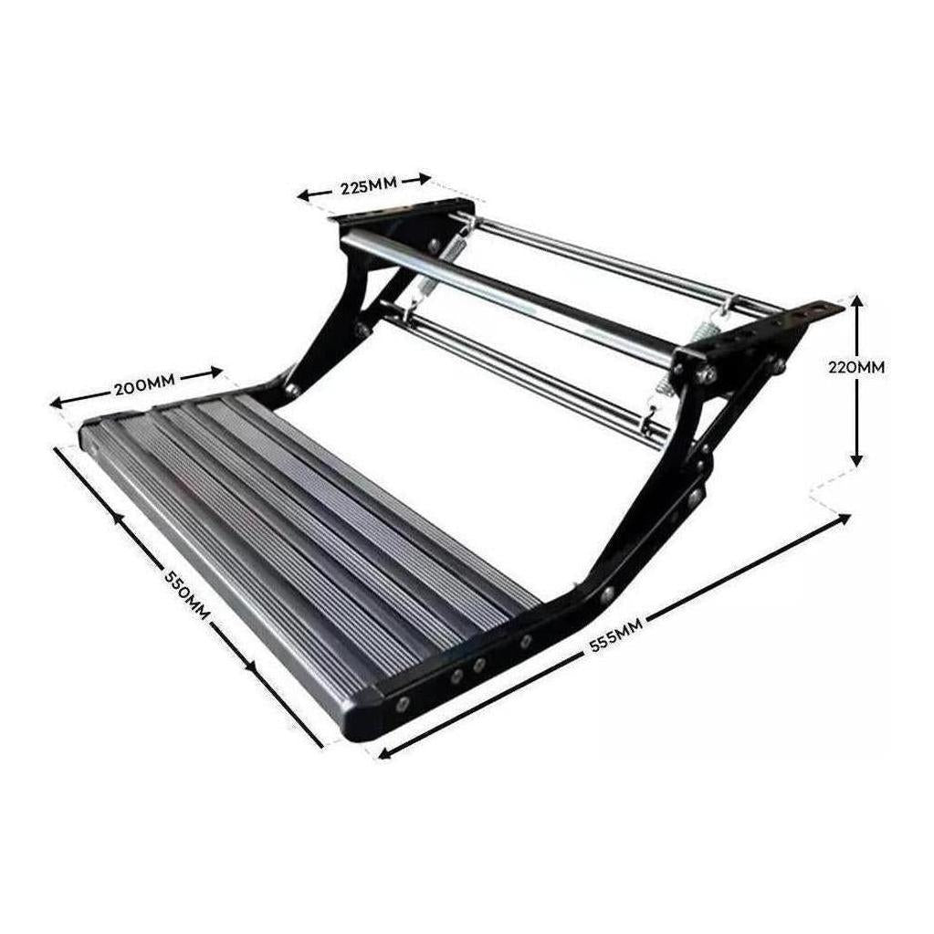 Iluma Single Manual Pull Out Aluminium Step Black No Light