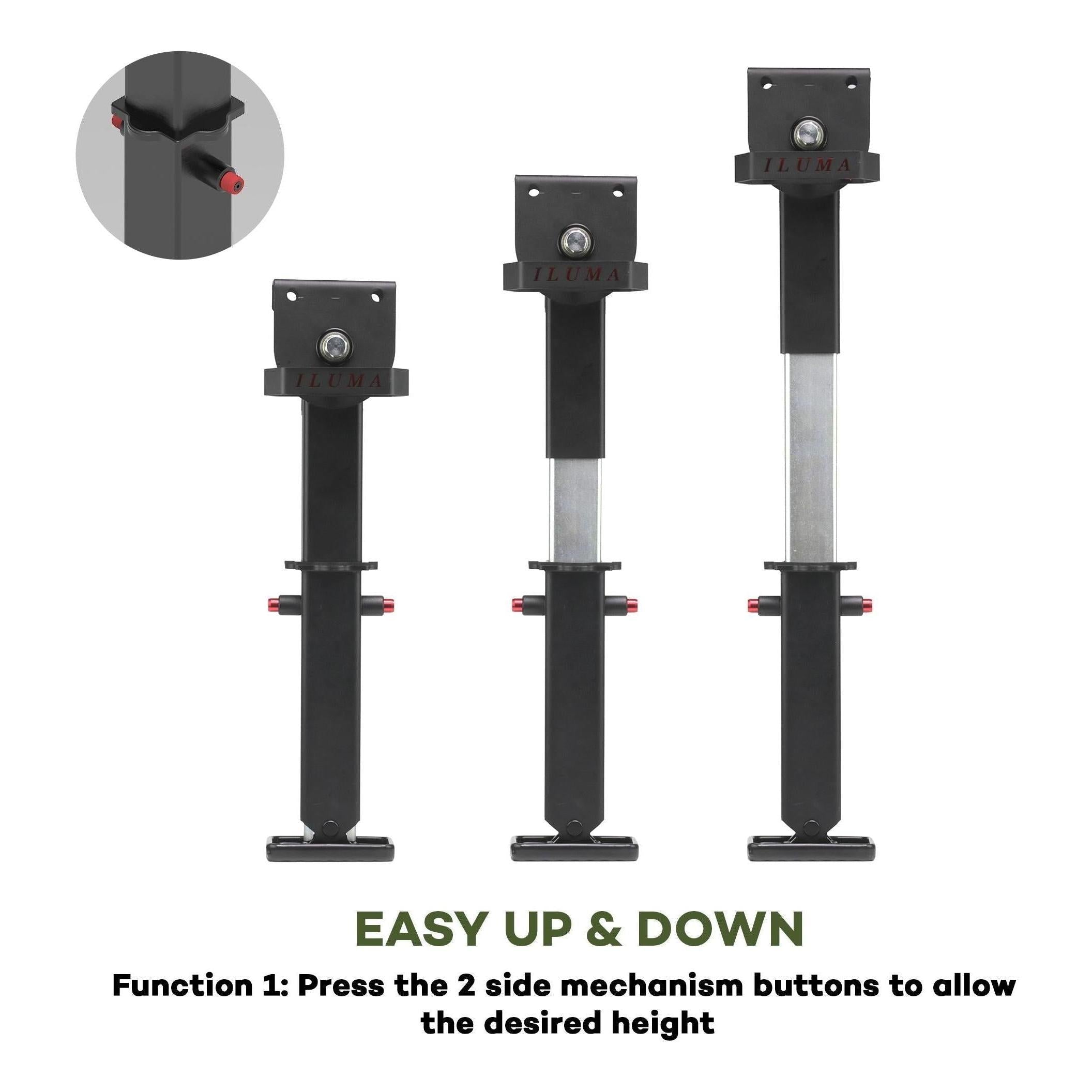 Iluma Telescopic Drop Down Stabilizer leg Corner Steadies 550 - 880mm Black