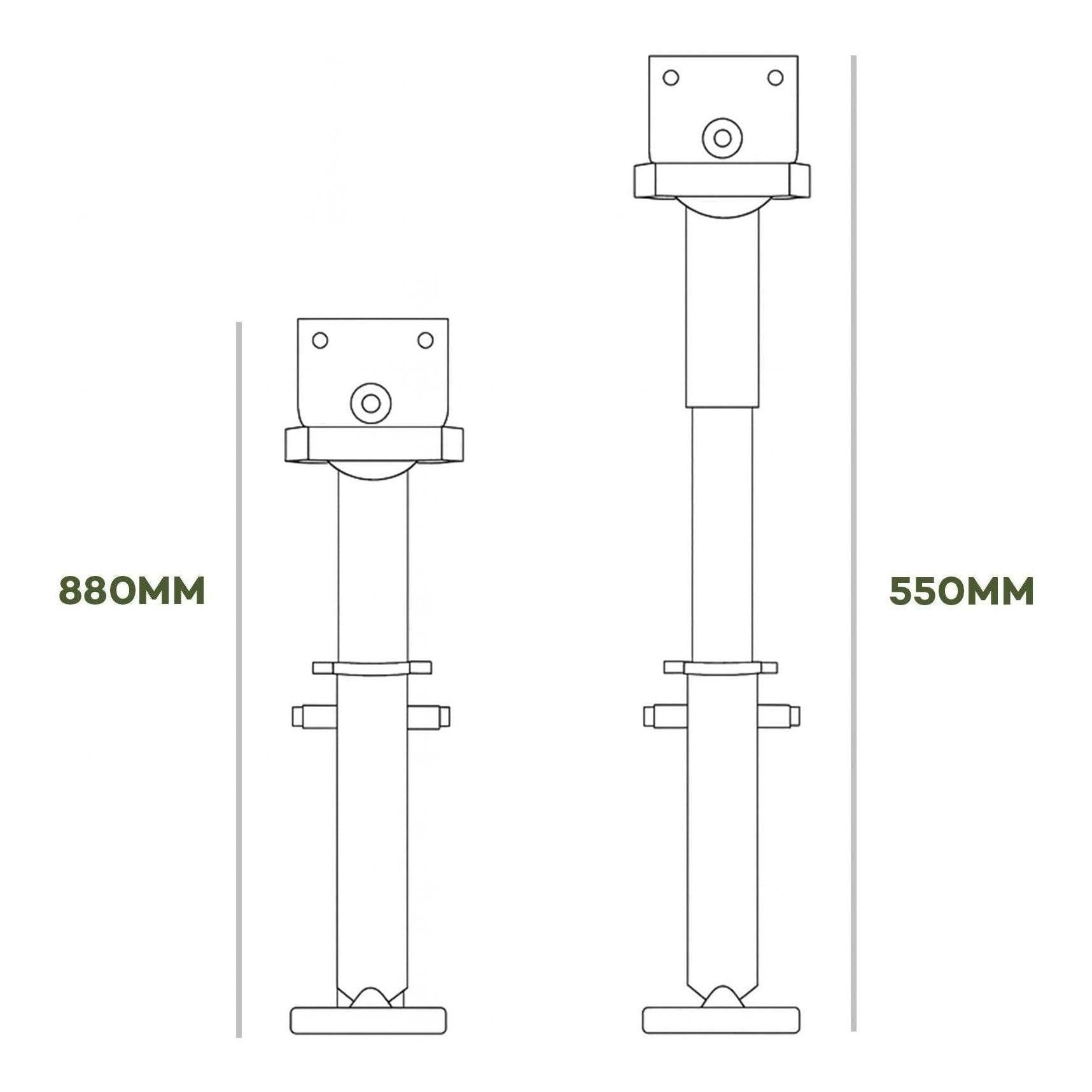 Iluma Telescopic Drop Down Stabilizer leg Corner Steadies 550 - 880mm Black