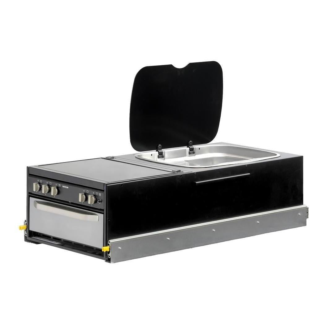 Kong Slide Out Kitchen 1200 x 500mm inc Thetford K1540 Mini Grill / MK3 Argent Sink - Black
