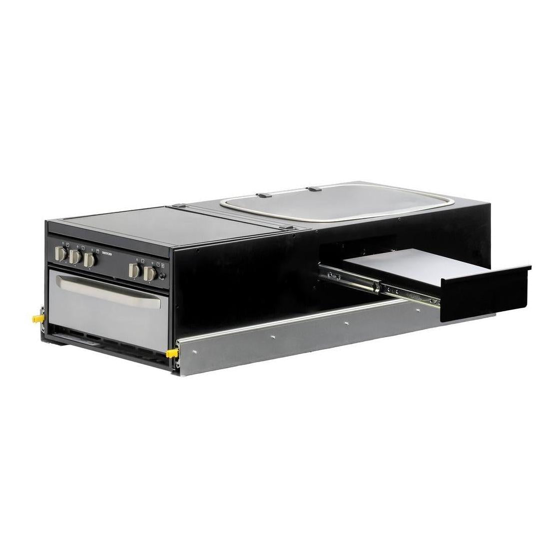 Kong Slide Out Kitchen 1200 x 500mm inc Thetford K1540 Mini Grill / MK3 Argent Sink - Black