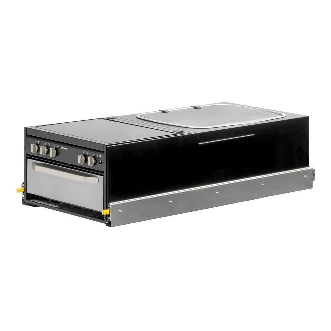 Kong Slide Out Kitchen 1200 x 500mm inc Thetford K1540 Mini Grill / MK3 Argent Sink - Black